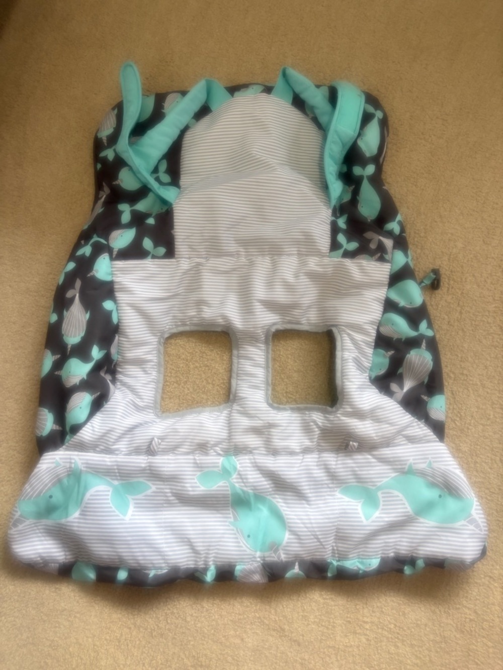 Kids Whale Print Shopping Cart & Seat Liner - Mint & Gray - NWOT